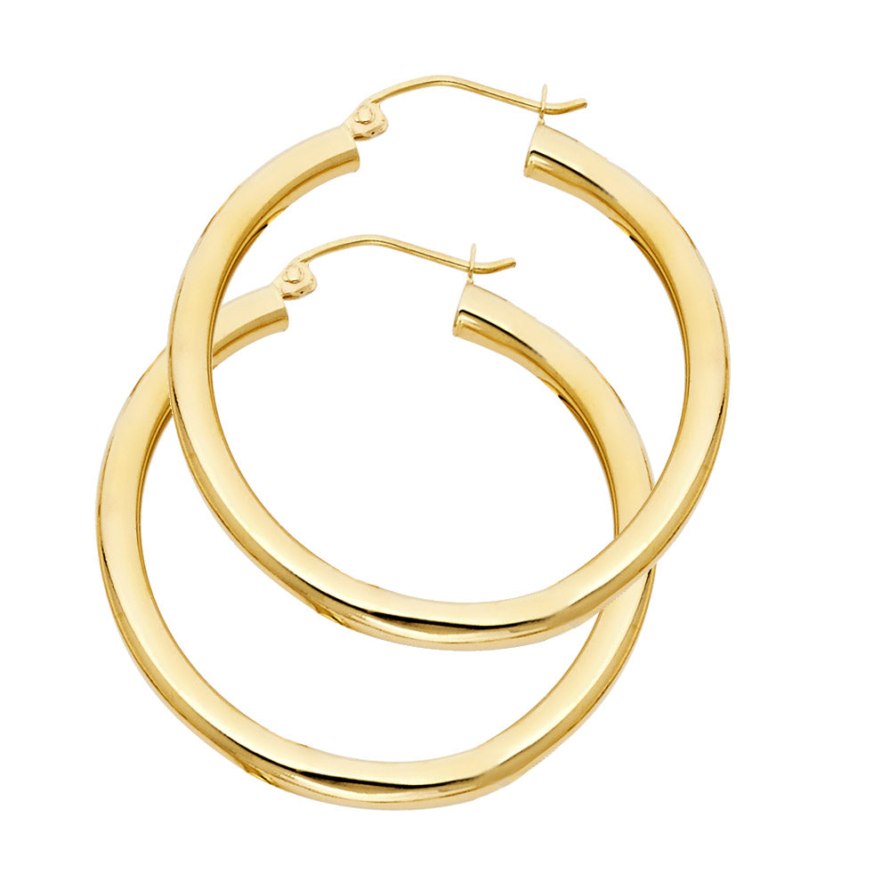 14K Yellow Gold Basic & Fancy Hoop Earring - ER1026