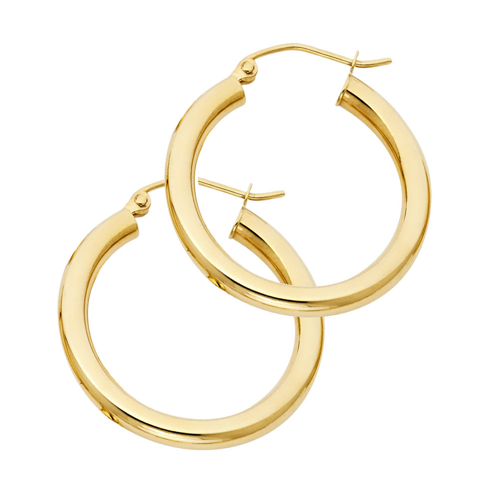 14K Yellow Gold Basic & Fancy Hoop Earring - ER1028