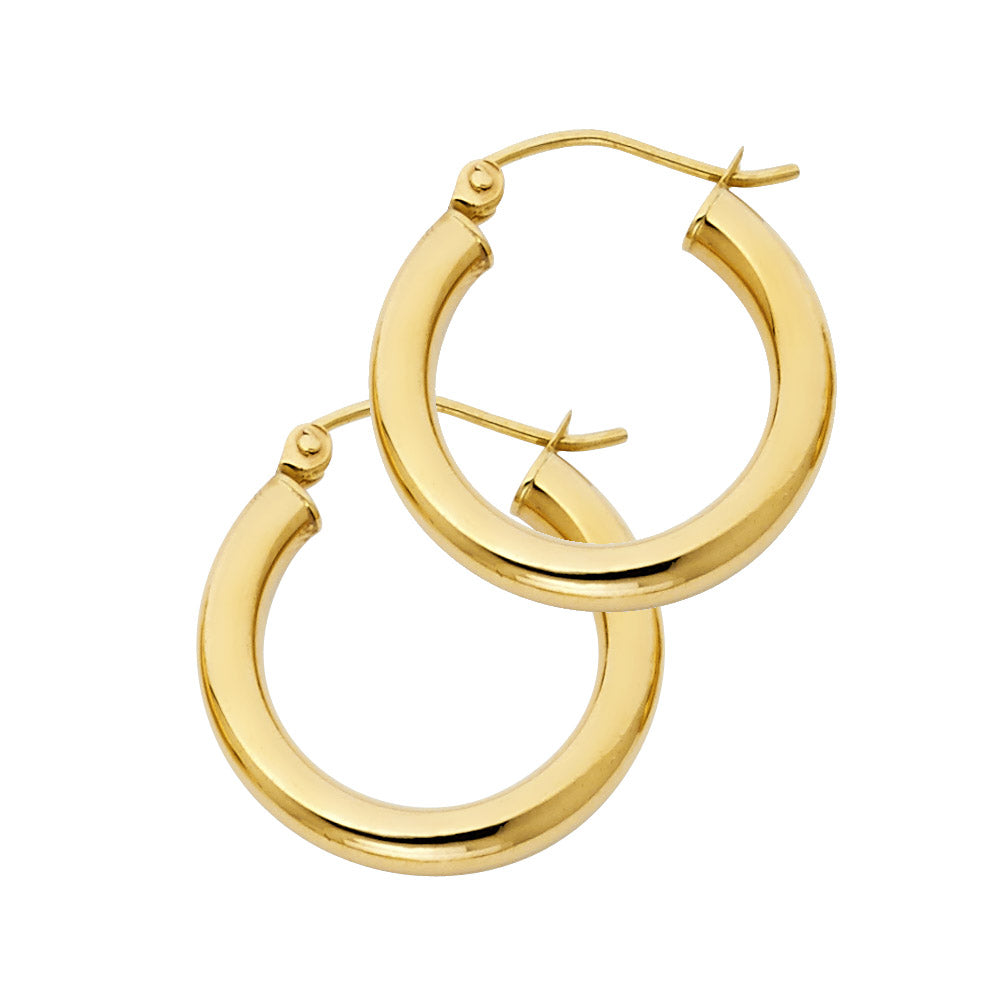 14K Yellow Gold Basic & Fancy Hoop Earring - ER1029