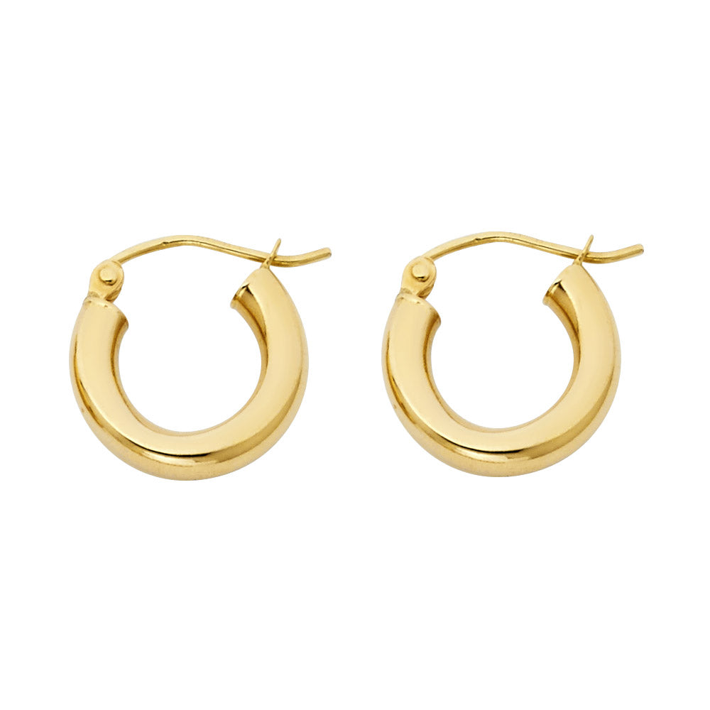 14K Yellow Gold Basic & Fancy Hoop Earring - ER1030