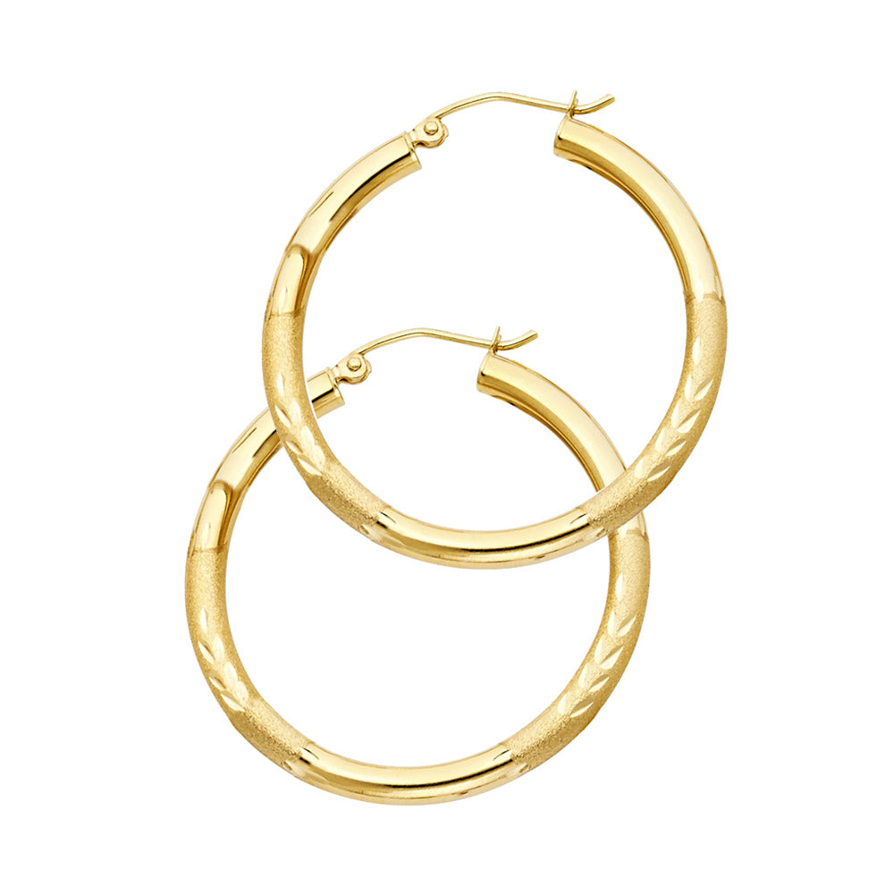 14K Yellow Gold Basic & Fancy Hoop Earring - ER1034