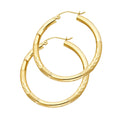14K Yellow Gold Basic & Fancy Hoop Earring - ER1035