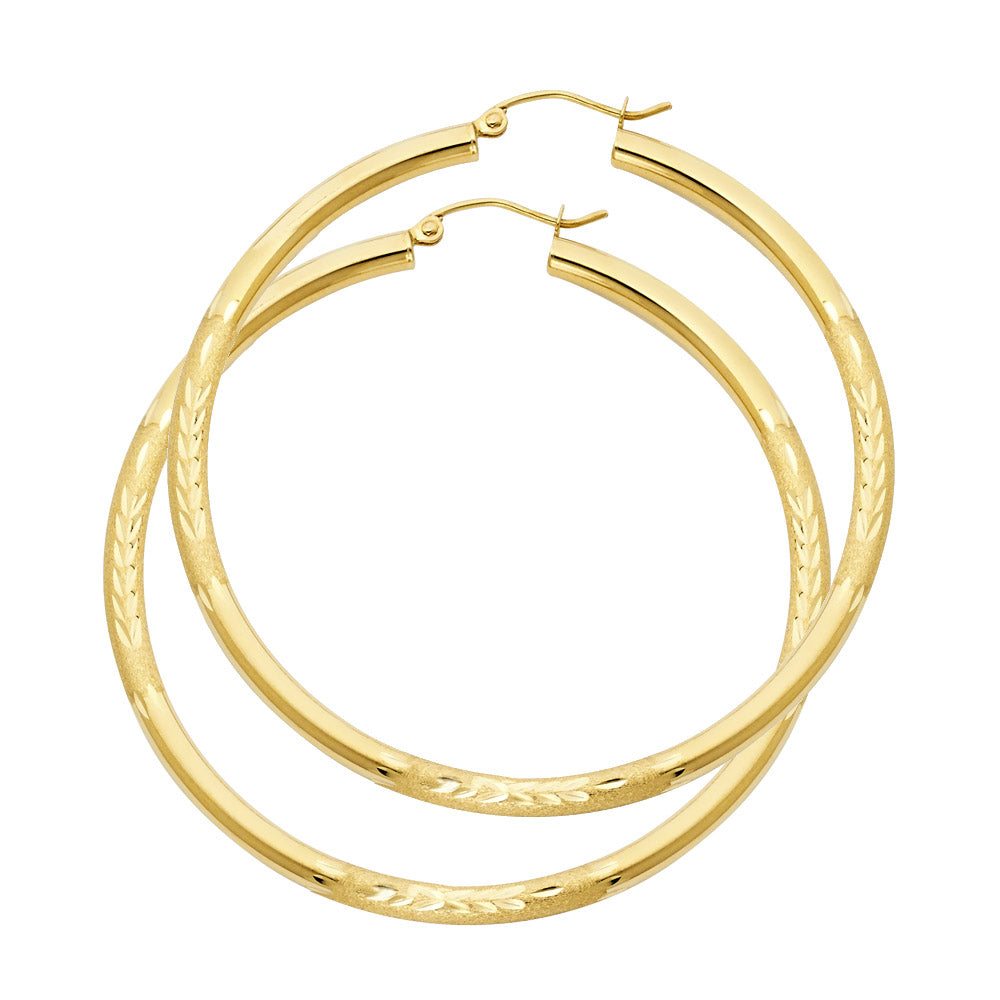 14K Yellow Gold Basic & Fancy Hoop Earring 3mm - ER1037