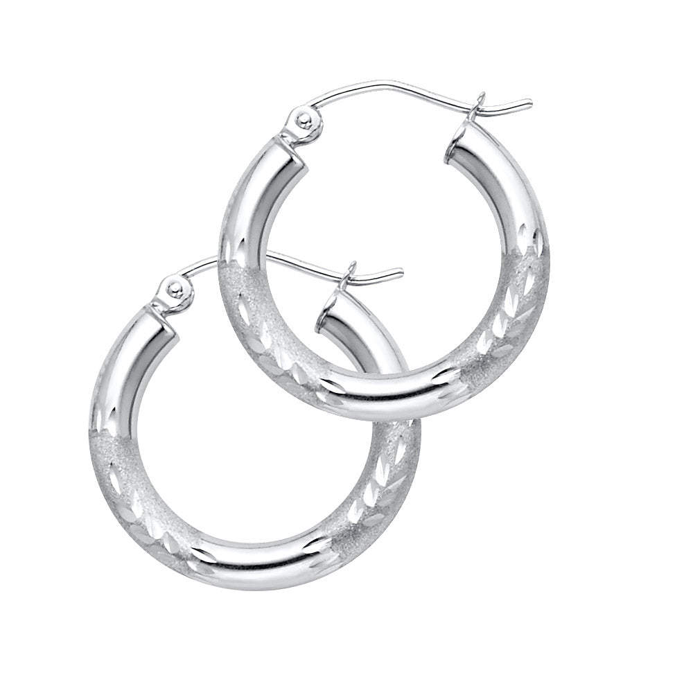 14K Yellow Gold Basic & Fancy Hoop Earring - ER1046