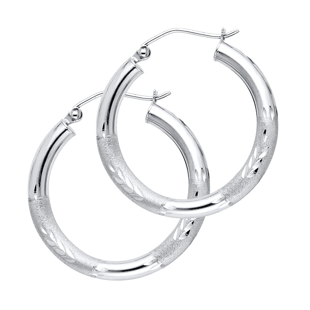14K Yellow Gold Basic & Fancy Hoop Earring - ER1047