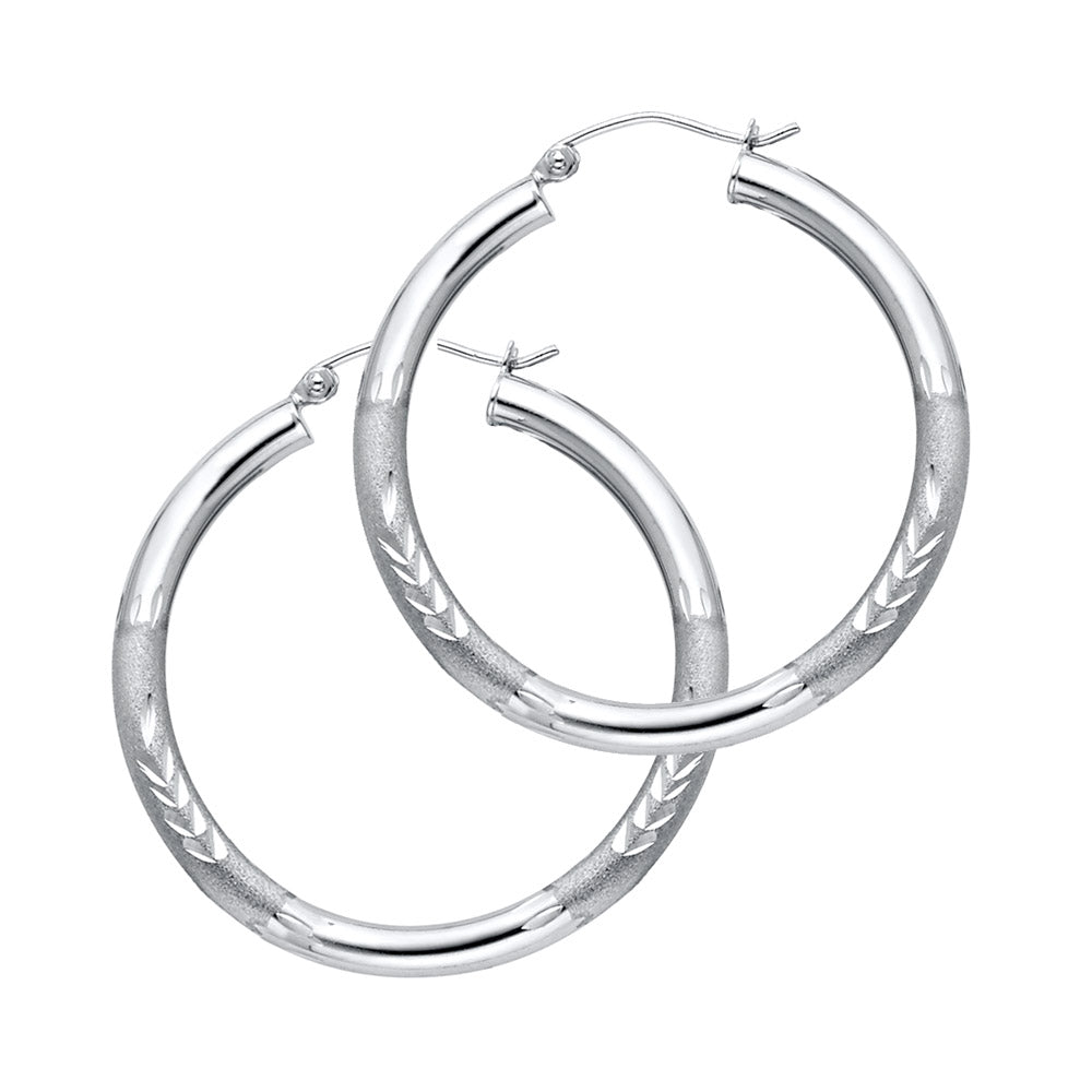 14K Yellow Gold Basic & Fancy Hoop Earring - ER1048
