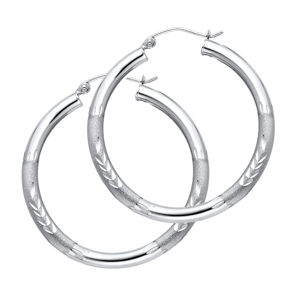 14K Yellow Gold Basic & Fancy Hoop Earring - ER1049