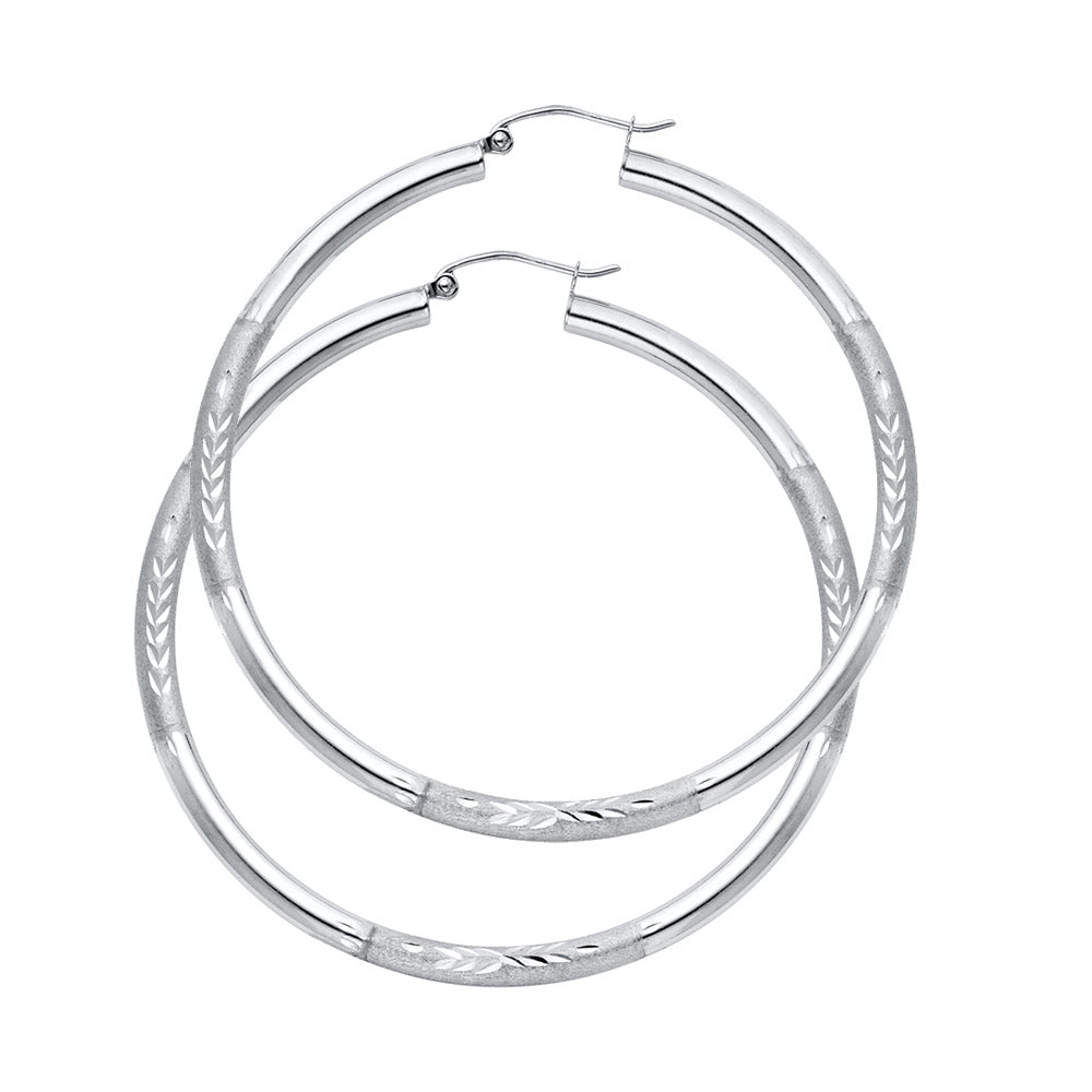 14K Yellow Gold Basic & Fancy Hoop Earring - ER1050