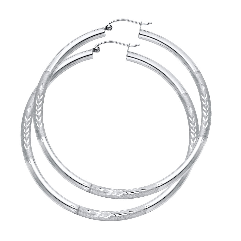14K Yellow Gold Basic & Fancy Hoop Earring - ER1051