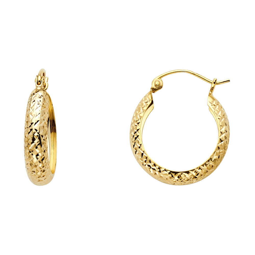 14K Yellow Gold Basic & Fancy Hoop Earring - ER1054