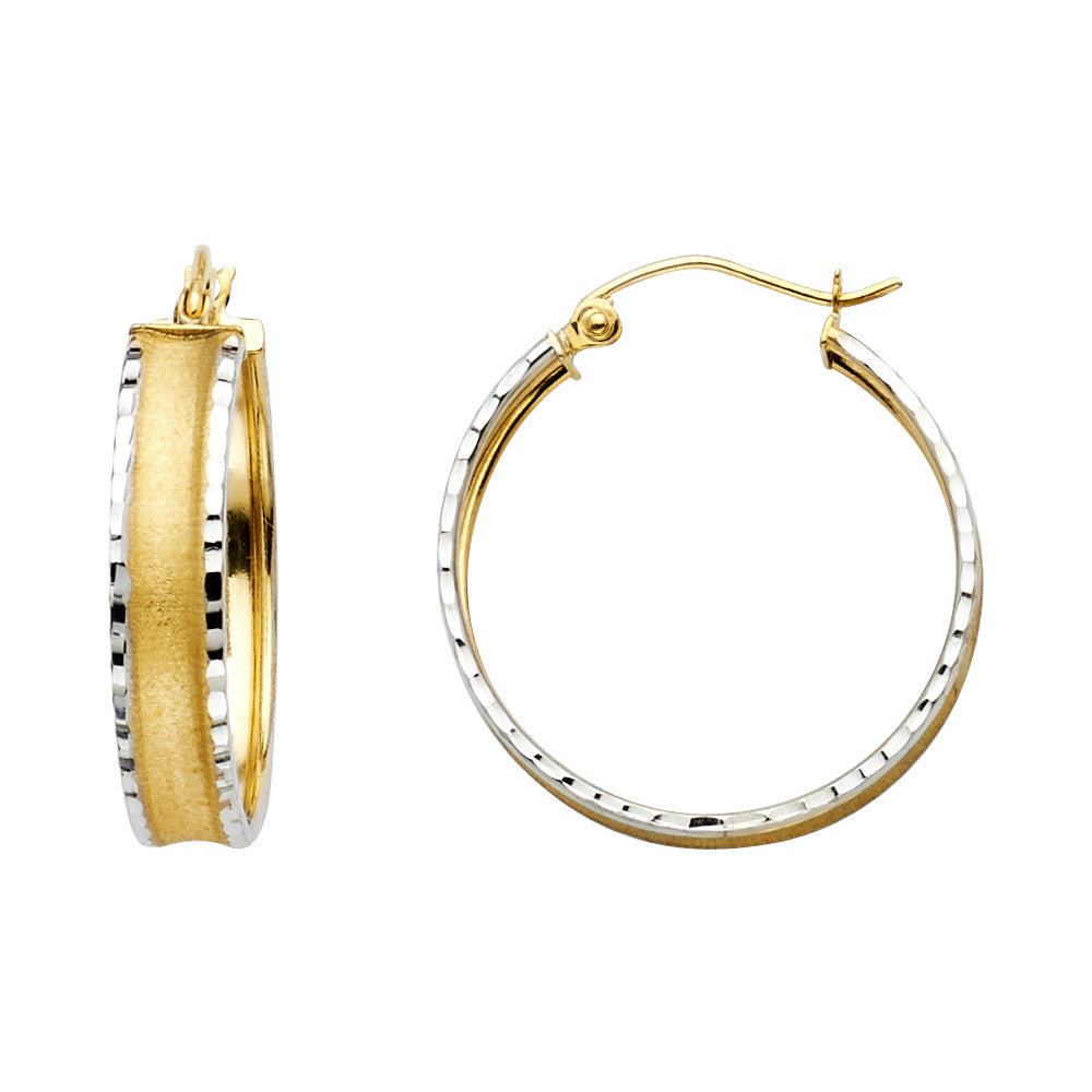 14K Yellow Gold Basic & Fancy Hoop Earring - ER1058