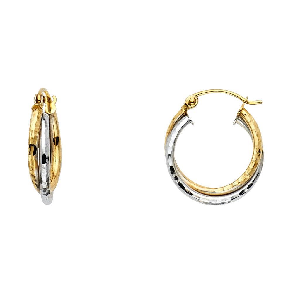 14K Tri Color Ball, 3 Color & Fancy Earring - ER1060
