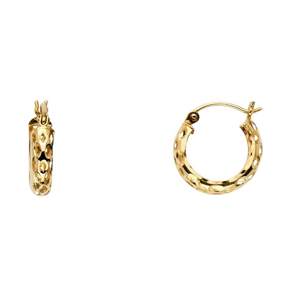 14K Yellow Gold Basic & Fancy Hoop Earring - ER1063