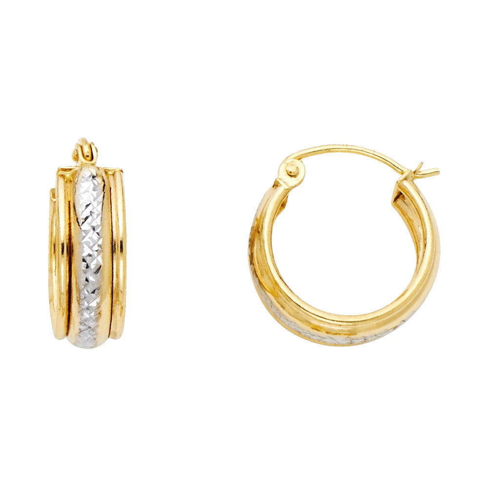 14K Yellow Gold Basic & Fancy Hoop Earring - ER1067