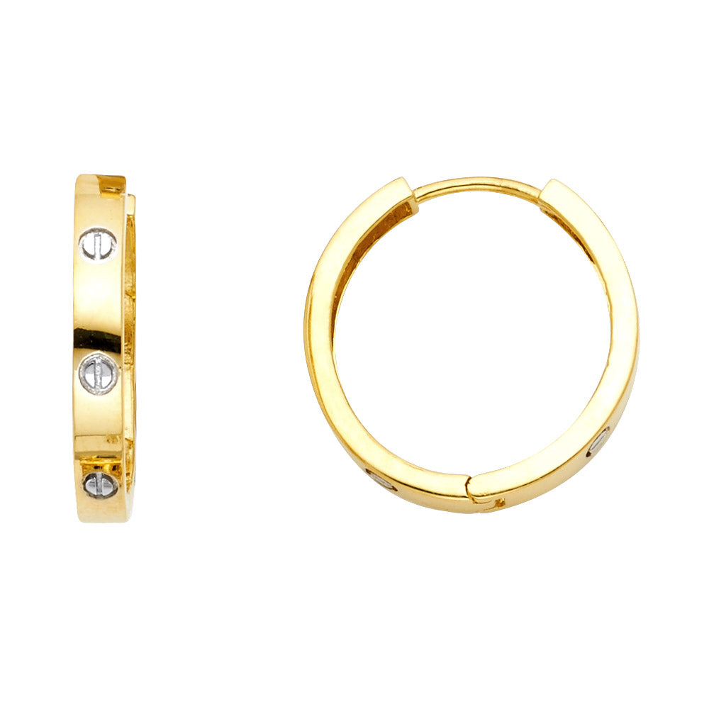 14K Yellow Gold Ball, 3 Color & Fancy Earring - ER1072