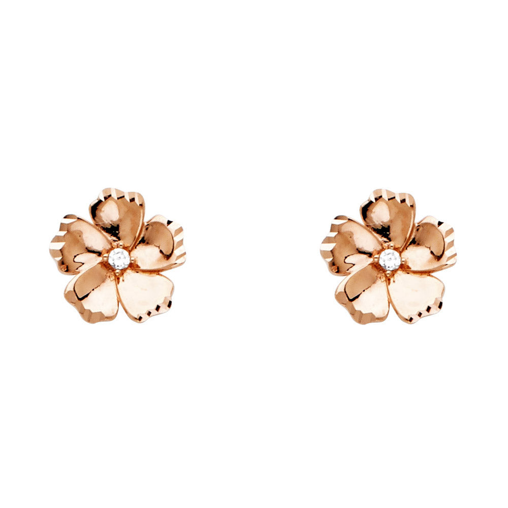 14K Yellow Gold Post Earring with Push Back - ER1160