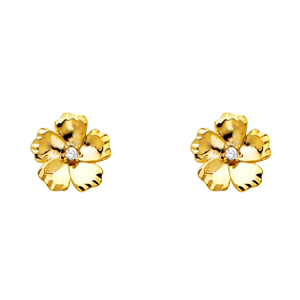 14K Yellow Gold Post Earring with Push Back - ER1163