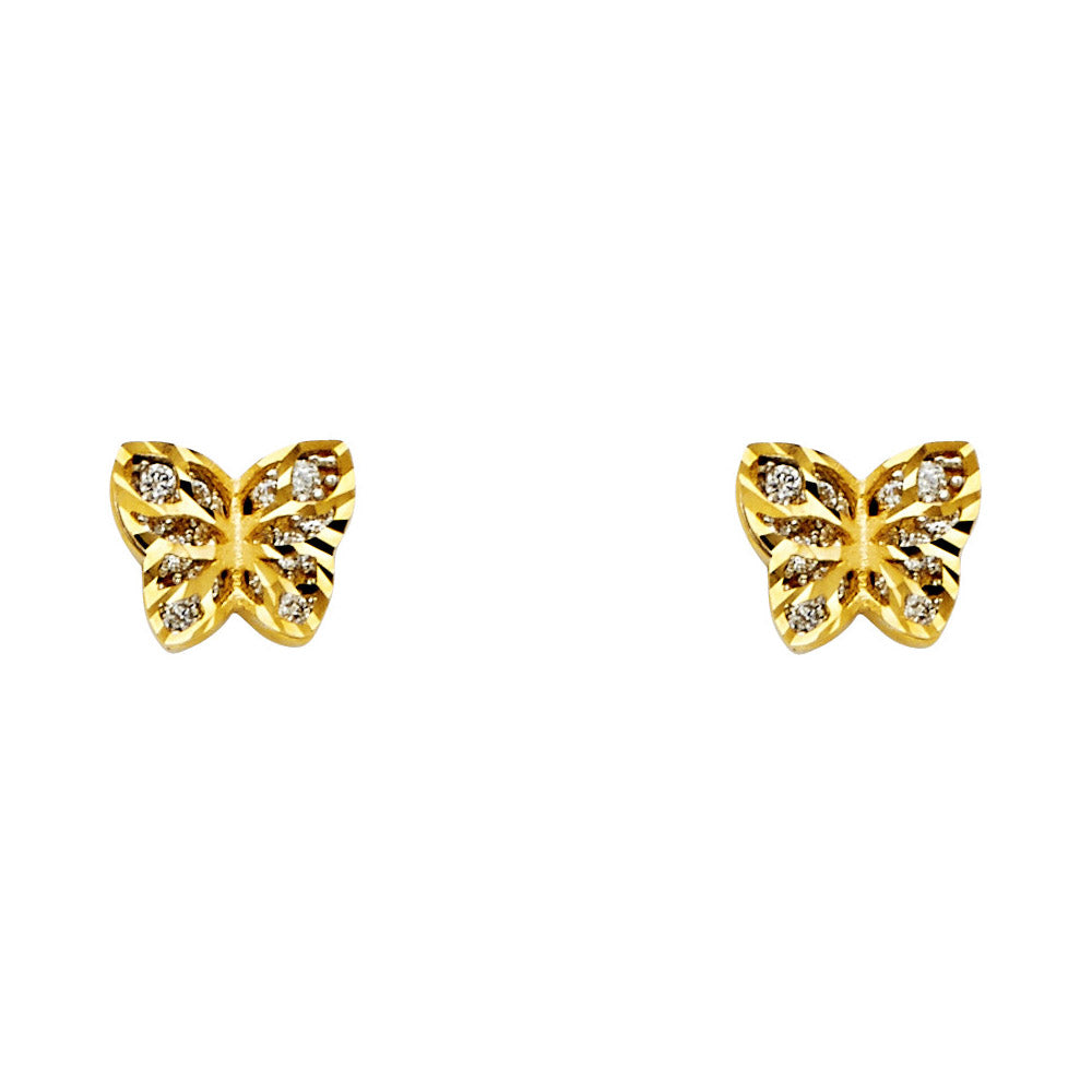 14K Yellow Gold Post Earring with Push Back - ER1177