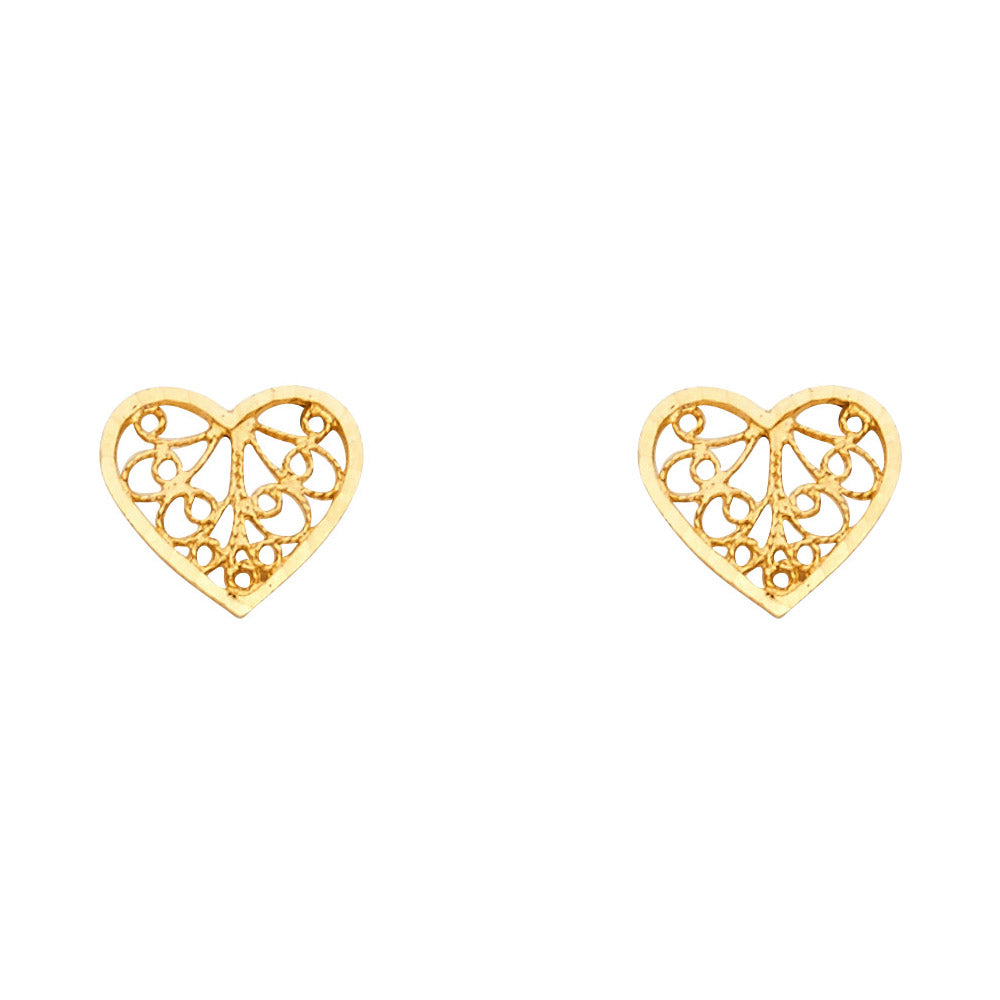 14K Yellow Gold Post Earring with Push Back - ER1183