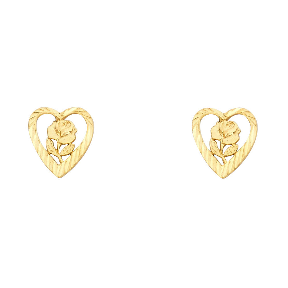 14K Yellow Gold Post Earring with Push Back - ER1186