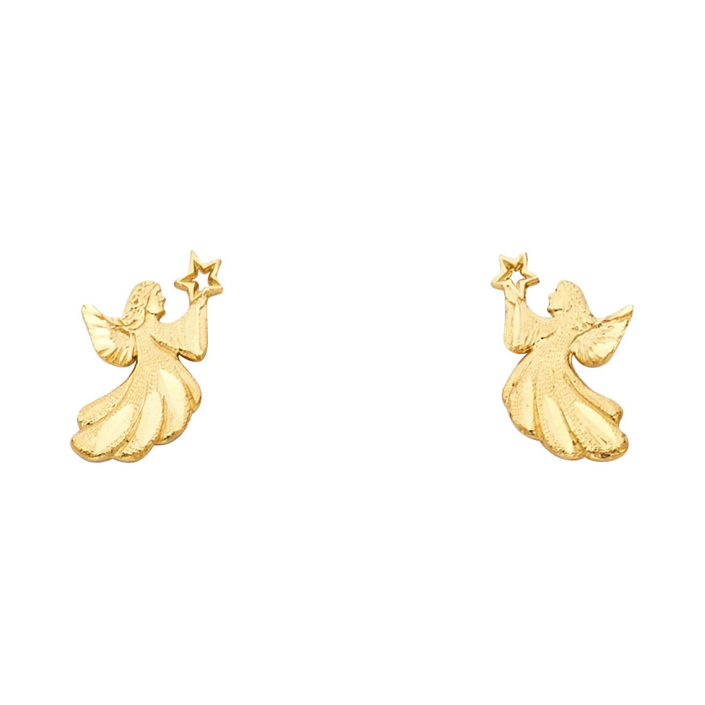14K Yellow Gold Post Earring with Push Back - ER1190
