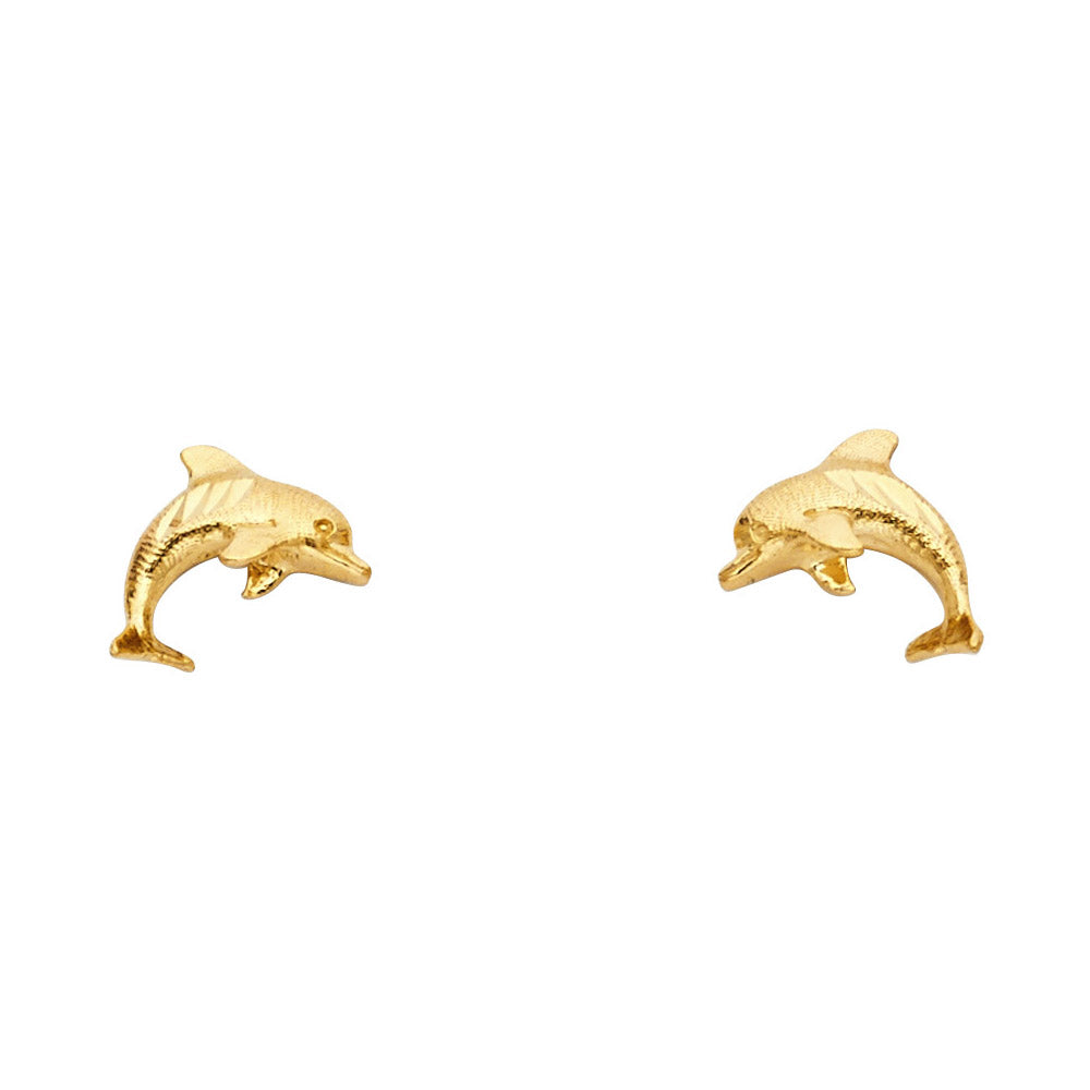 14K Yellow Gold Post Earring with Push Back - ER1199