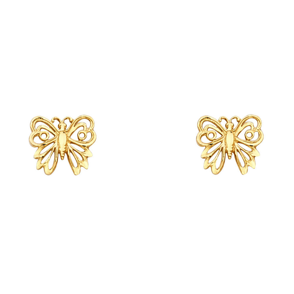 14K Yellow Gold Post Earring with Push Back - ER1206