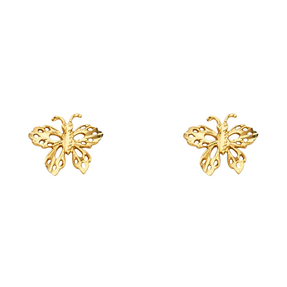 14K Yellow Gold Post Earring with Push Back - ER1207