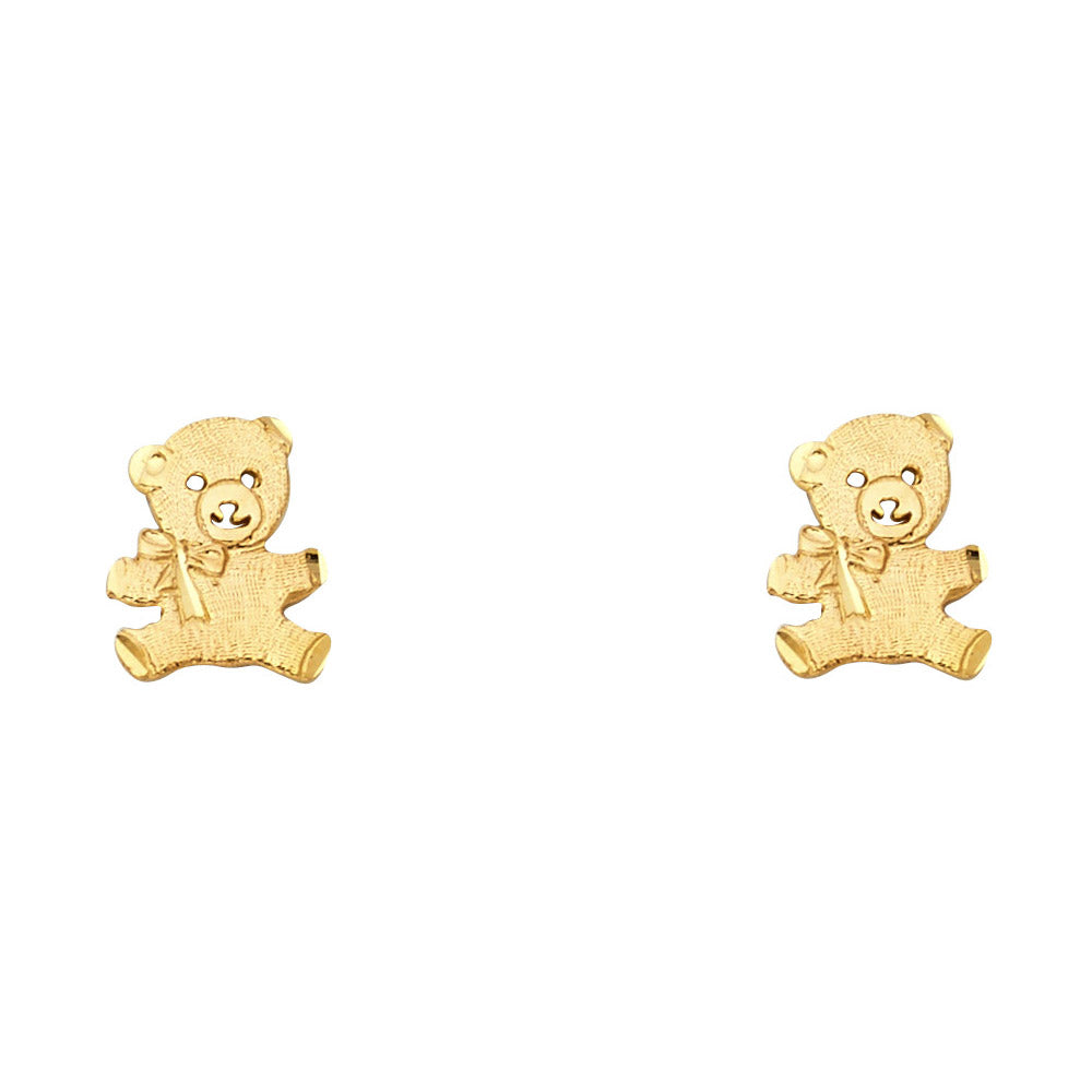 14K Yellow Gold Post Earring with Push Back - ER1209