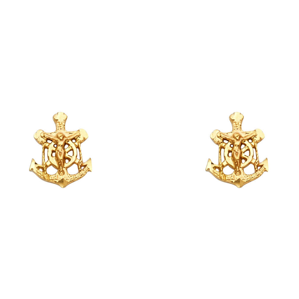 14K Yellow Gold Post Earring with Push Back - ER1212