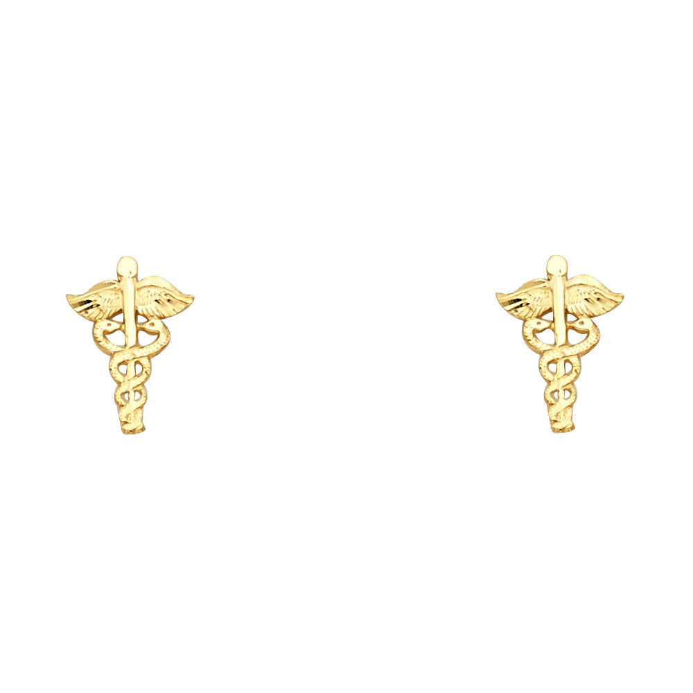 14K Yellow Gold Post Earring with Push Back - ER1219