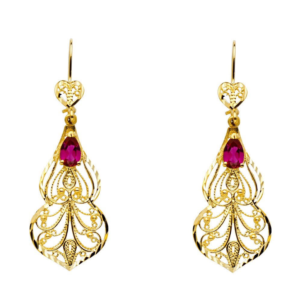 14K Yellow Gold Teardrop & Chandelier Earring - ER1382