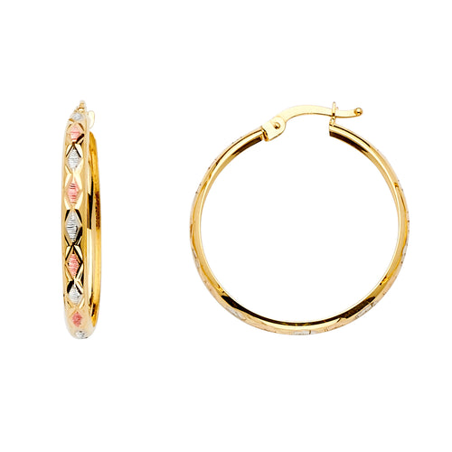 14K Tri Color Ball, 3 Color & Fancy Earring - ER1516