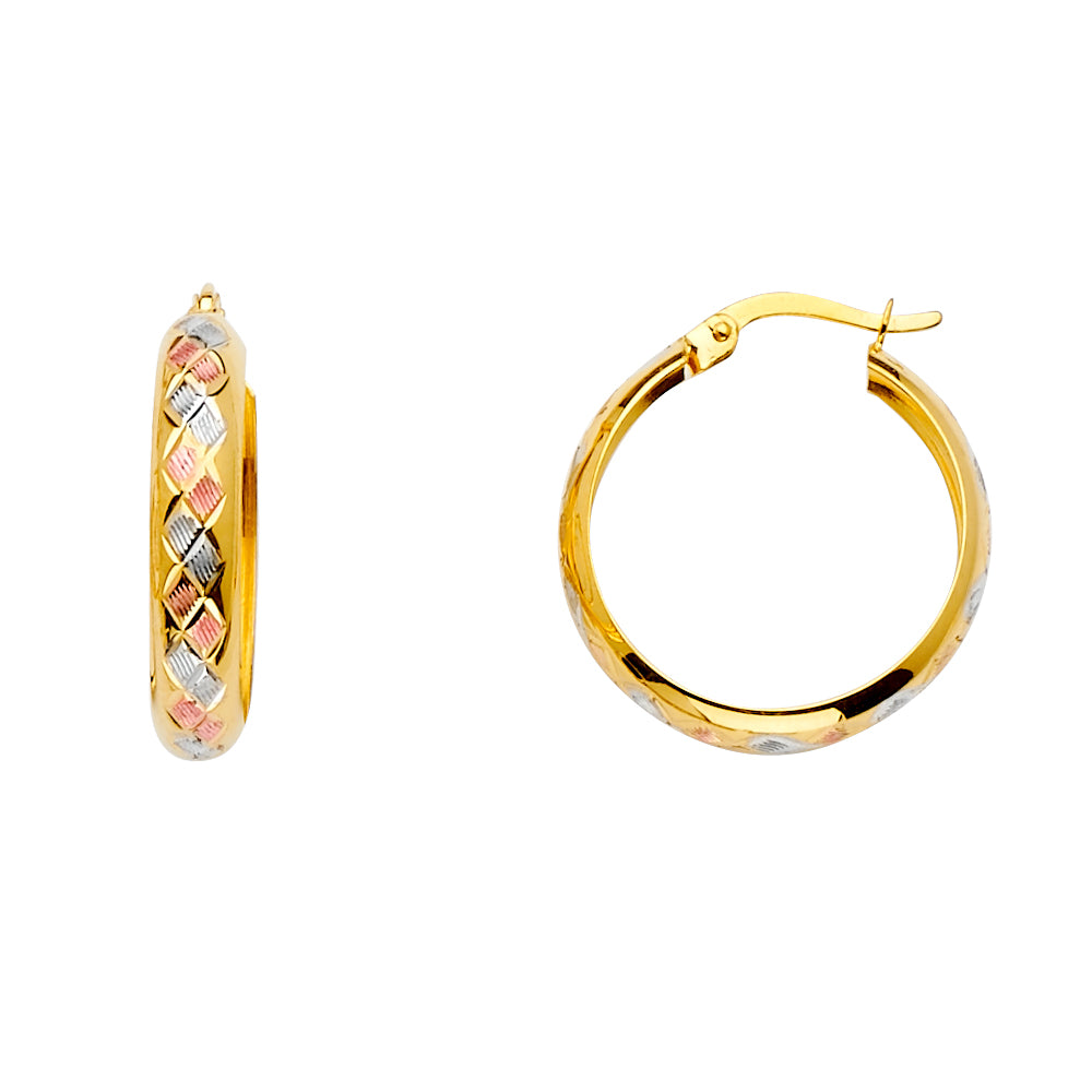 14K Tri Color Ball, 3 Color & Fancy Earring - ER1517