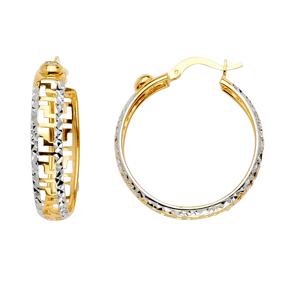 14K Yellow Gold Basic & Fancy Hoop Earring - ER1518