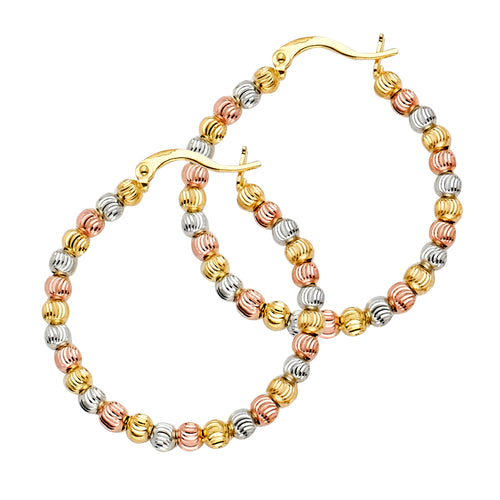 14K Tri Color Ball, 3 Color & Fancy Earring - ER1524