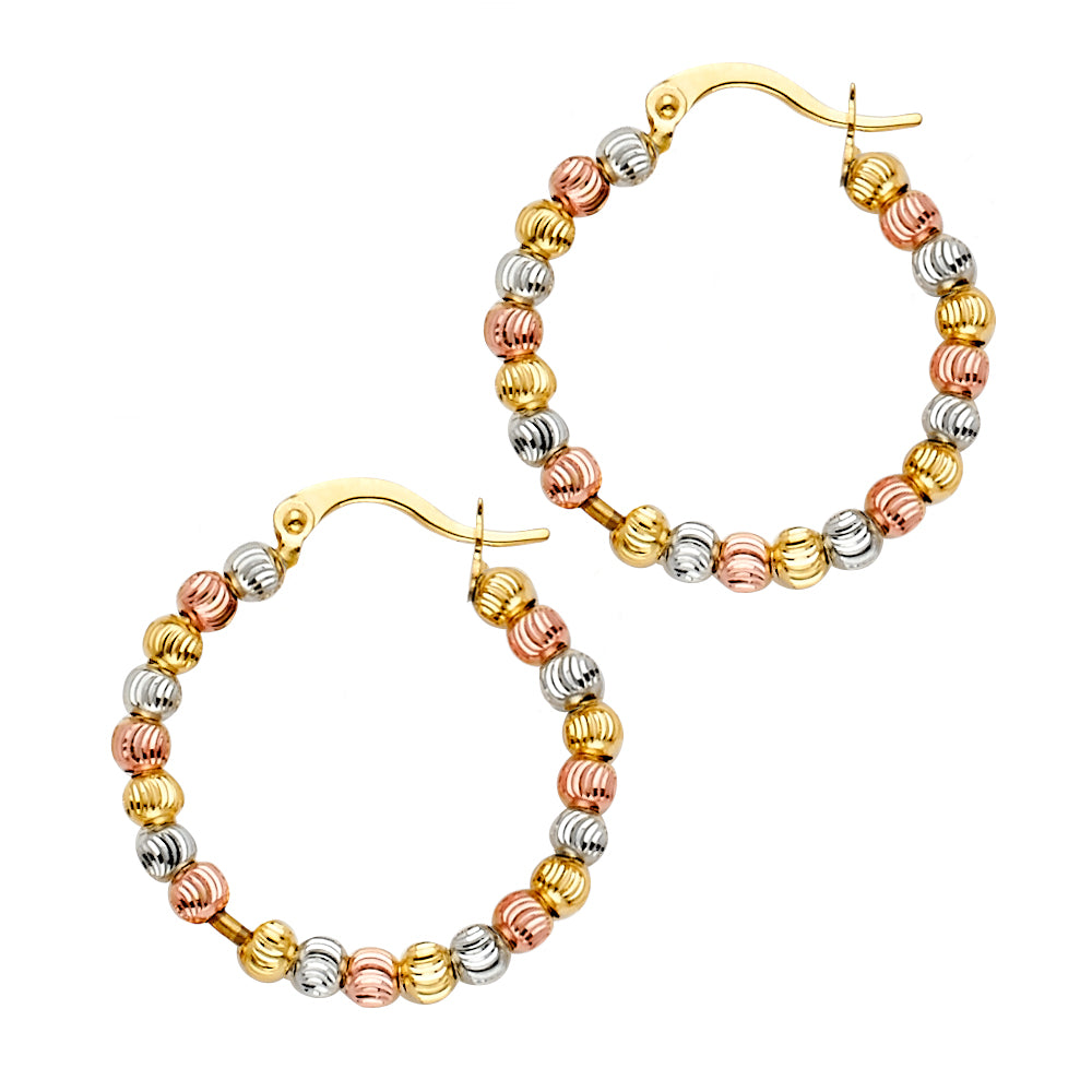 14K Tri Color Ball, 3 Color & Fancy Earring - ER1525