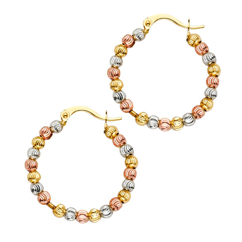 14K Tri Color Ball, 3 Color & Fancy Earring - ER1525