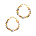 14K Tri Color Ball, 3 Color & Fancy Earring - ER1526