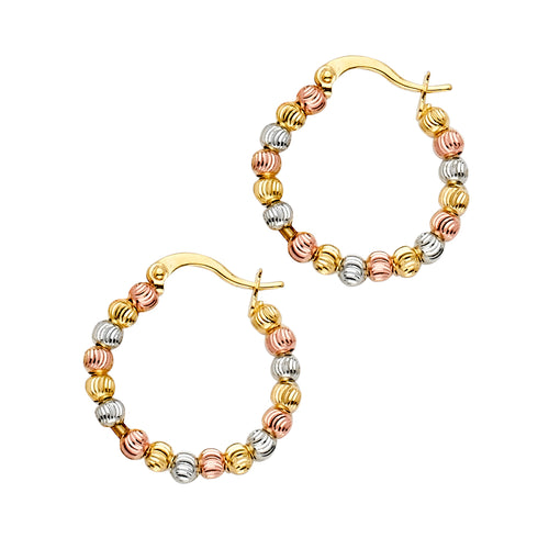 14K Tri Color Ball, 3 Color & Fancy Earring - ER1526