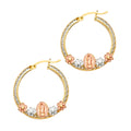 14K Yellow Gold Ball, 3 Color & Fancy Earring - ER1527