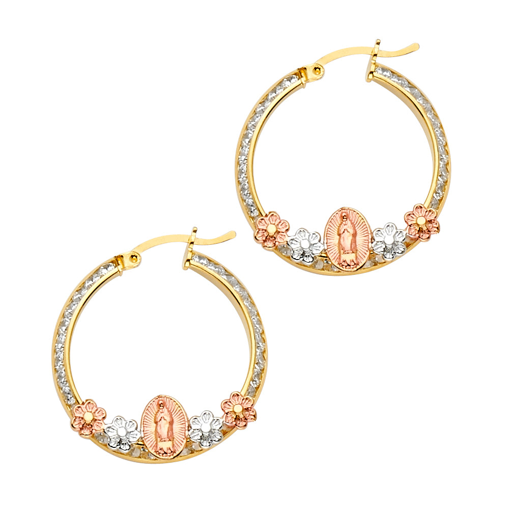 14K Yellow Gold Ball, 3 Color & Fancy Earring - ER1527