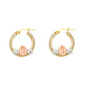 14K Yellow Gold Ball, 3 Color & Fancy Earring - ER1528