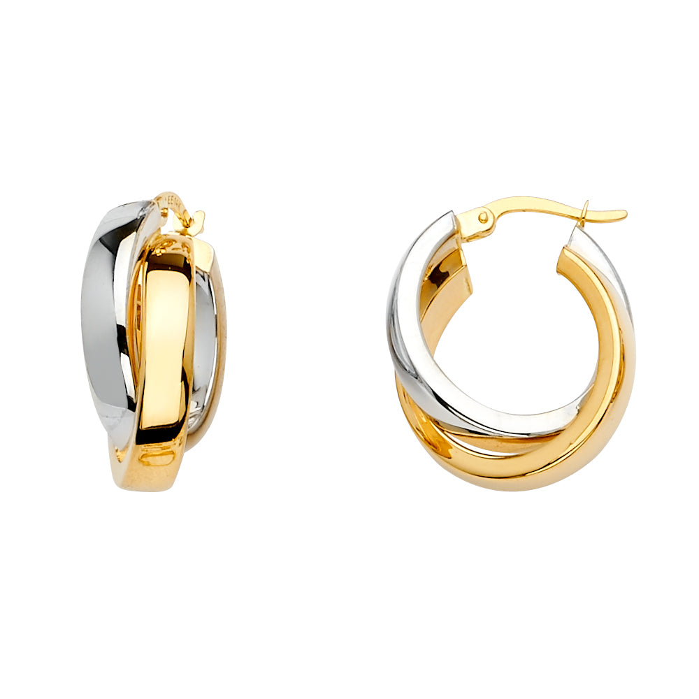 14K Tri Color Ball, 3 Color & Fancy Earring - ER1537