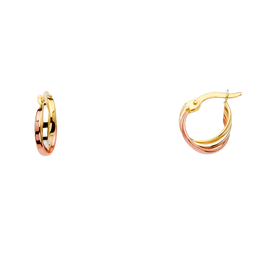 14K Tri Color Ball, 3 Color & Fancy Earring - ER1538