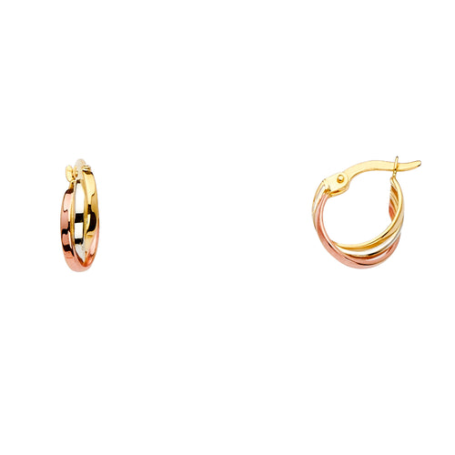 14K Tri Color Ball, 3 Color & Fancy Earring - ER1538