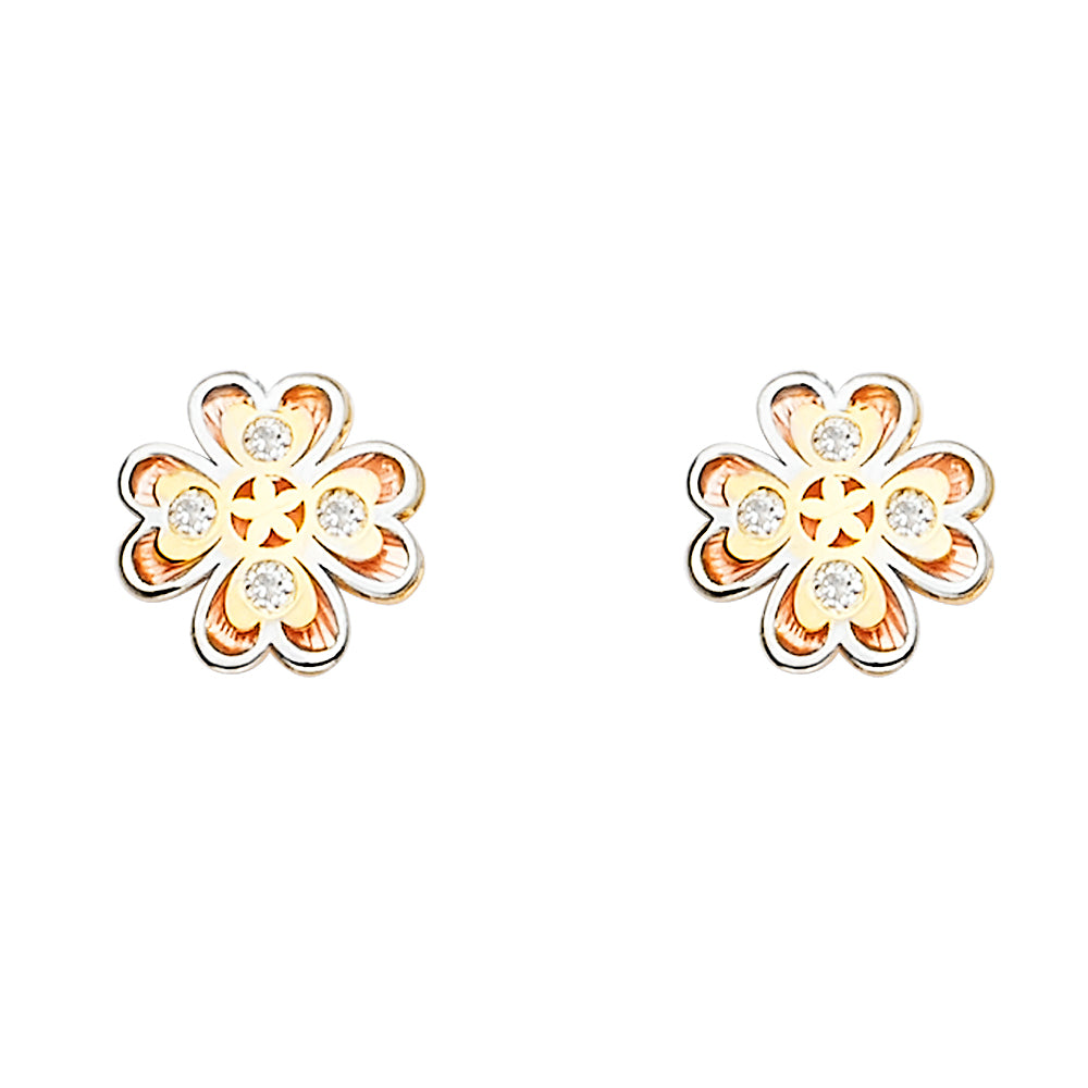 14K Yellow Gold Post Earring with Push Back - ER1670
