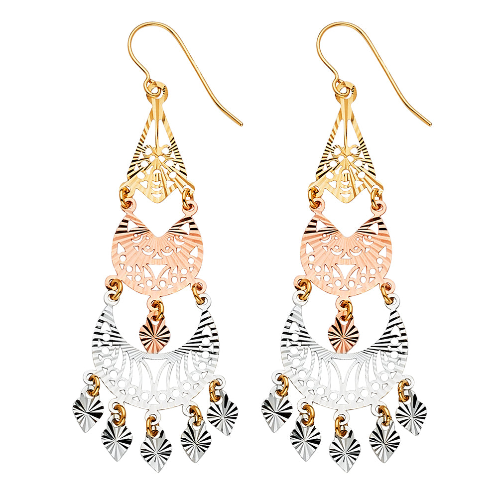 14K Yellow Gold Teardrop & Chandelier Earring - ER1675