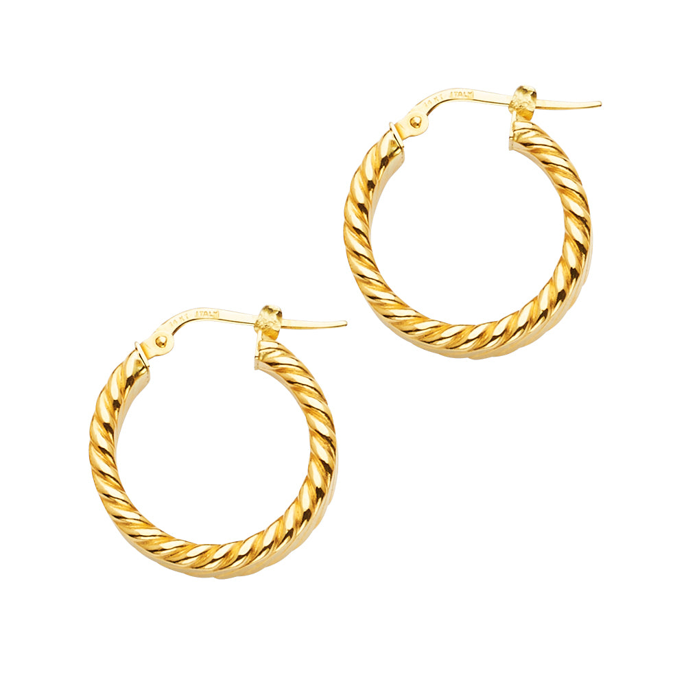 14K Yellow Gold Basic & Fancy Hoop Earring - ER1698