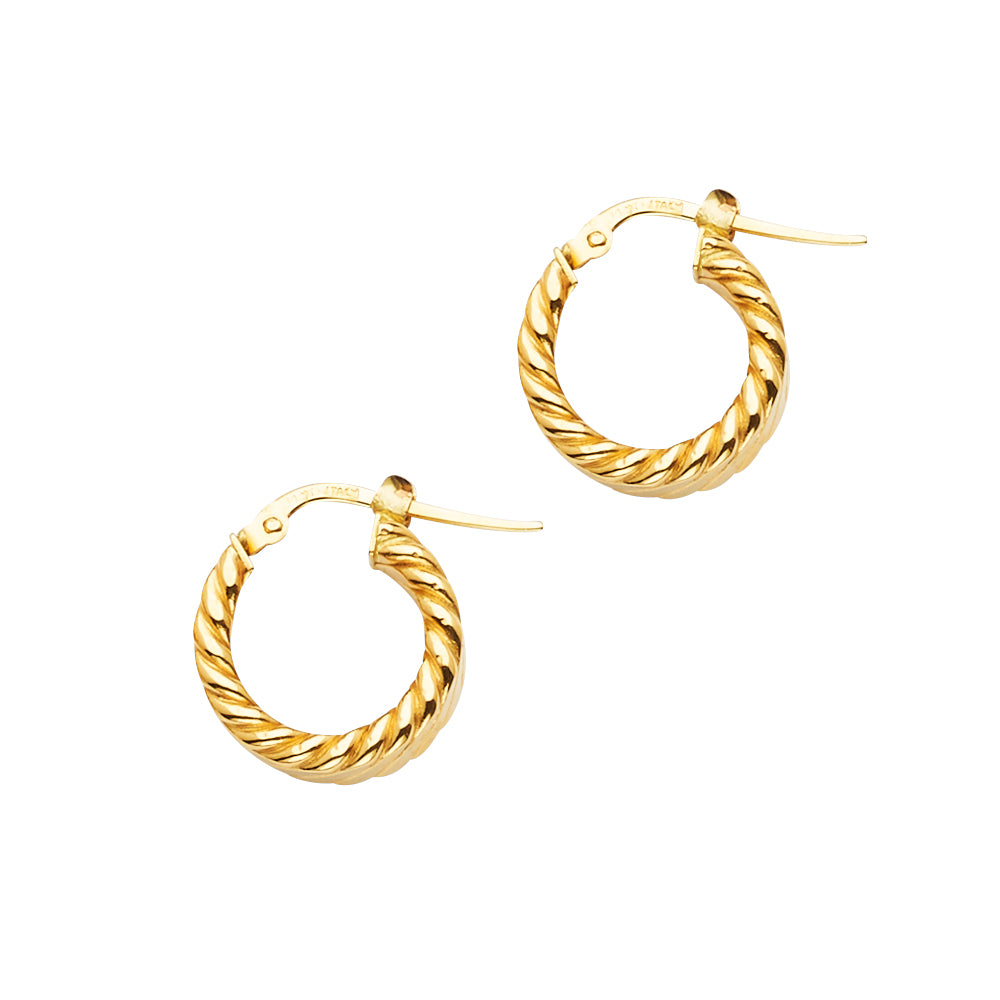 14K Yellow Gold Basic & Fancy Hoop Earring - ER1699